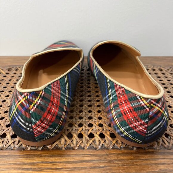 Size 9 J.Crew Factory Stewart Tartan Plaid Smoking Loafers - Picture 6 of 7